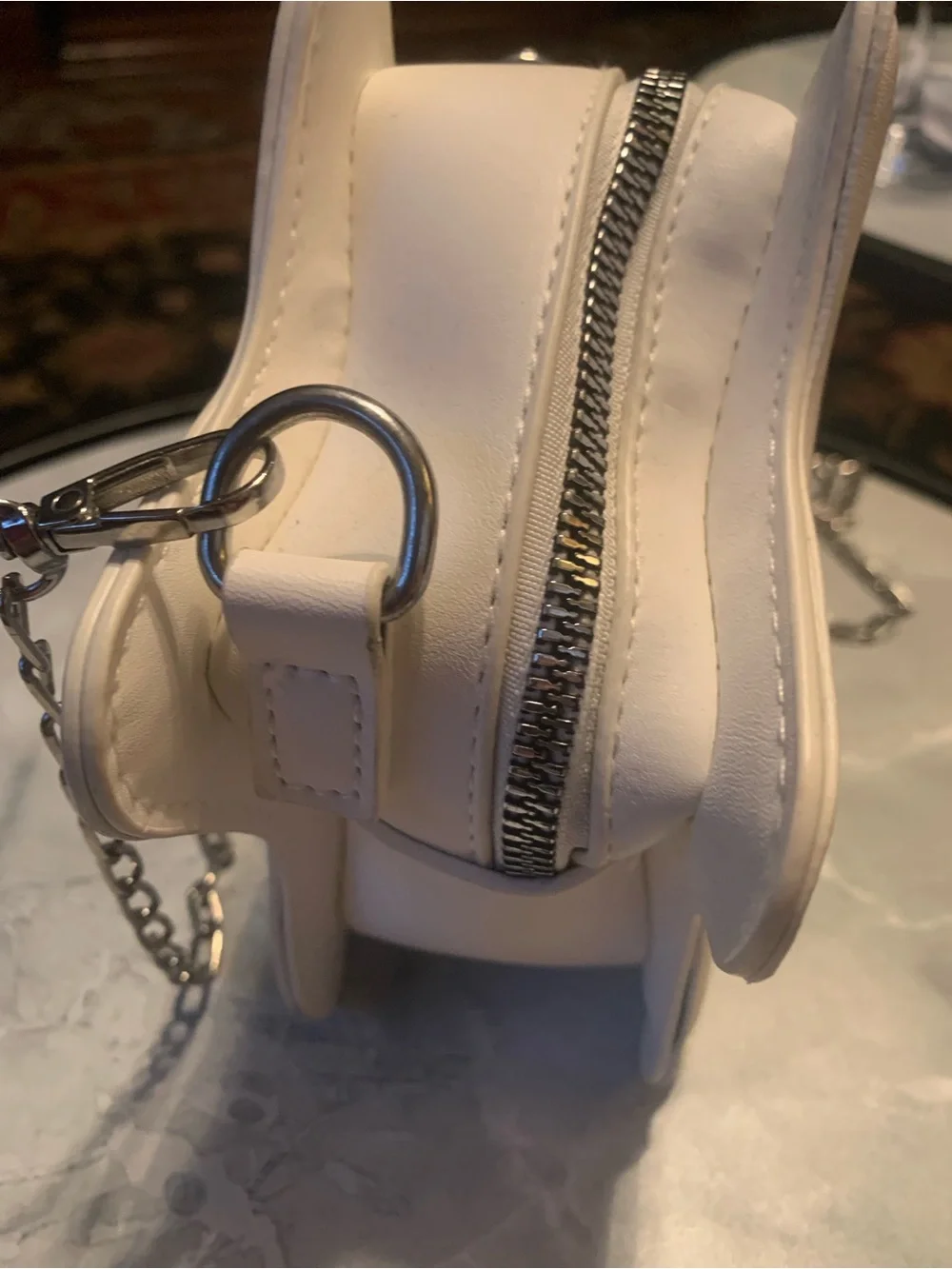 Star-Shaped Leather Crossbody Bag in White